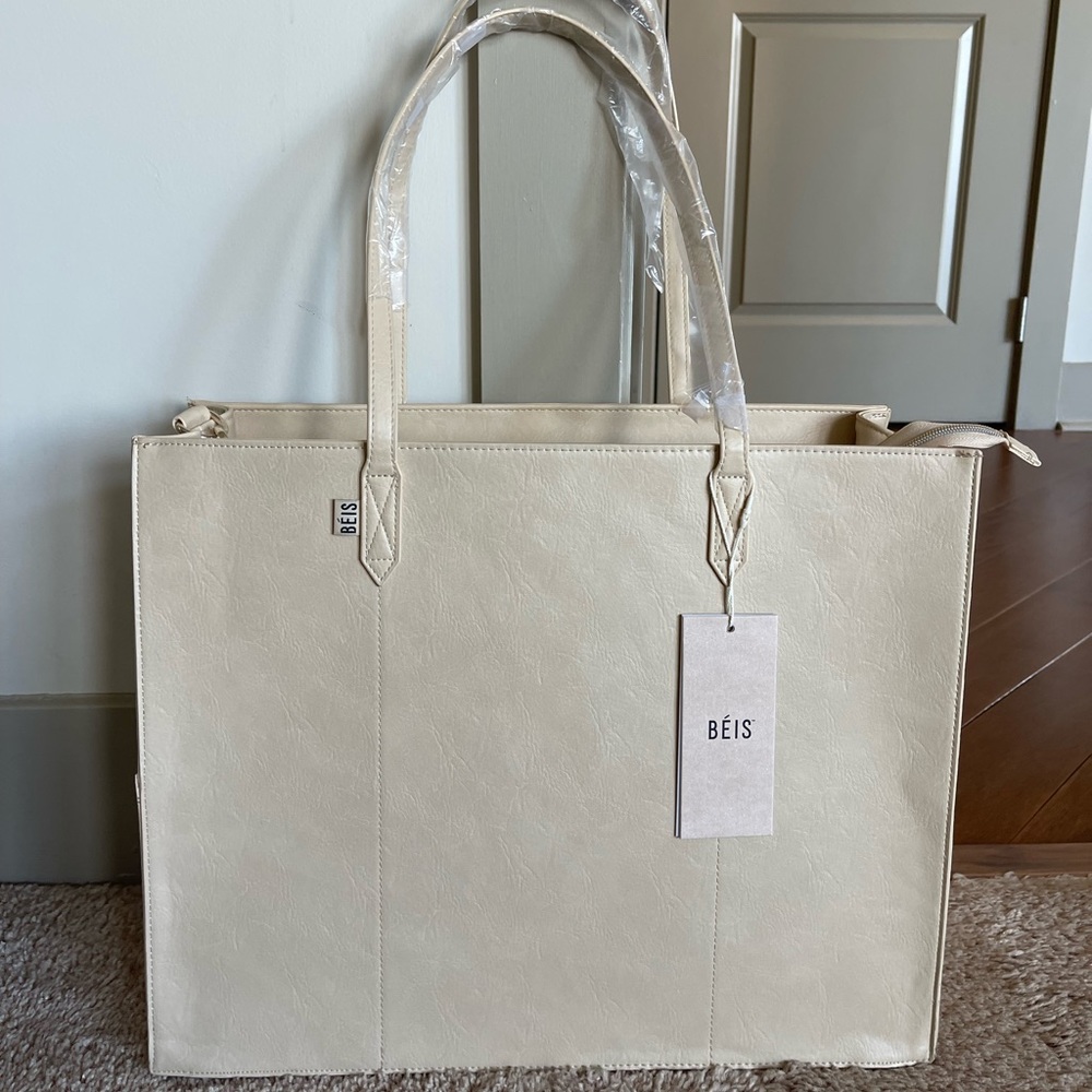 NWT BEIS Beige Work Tote (large)